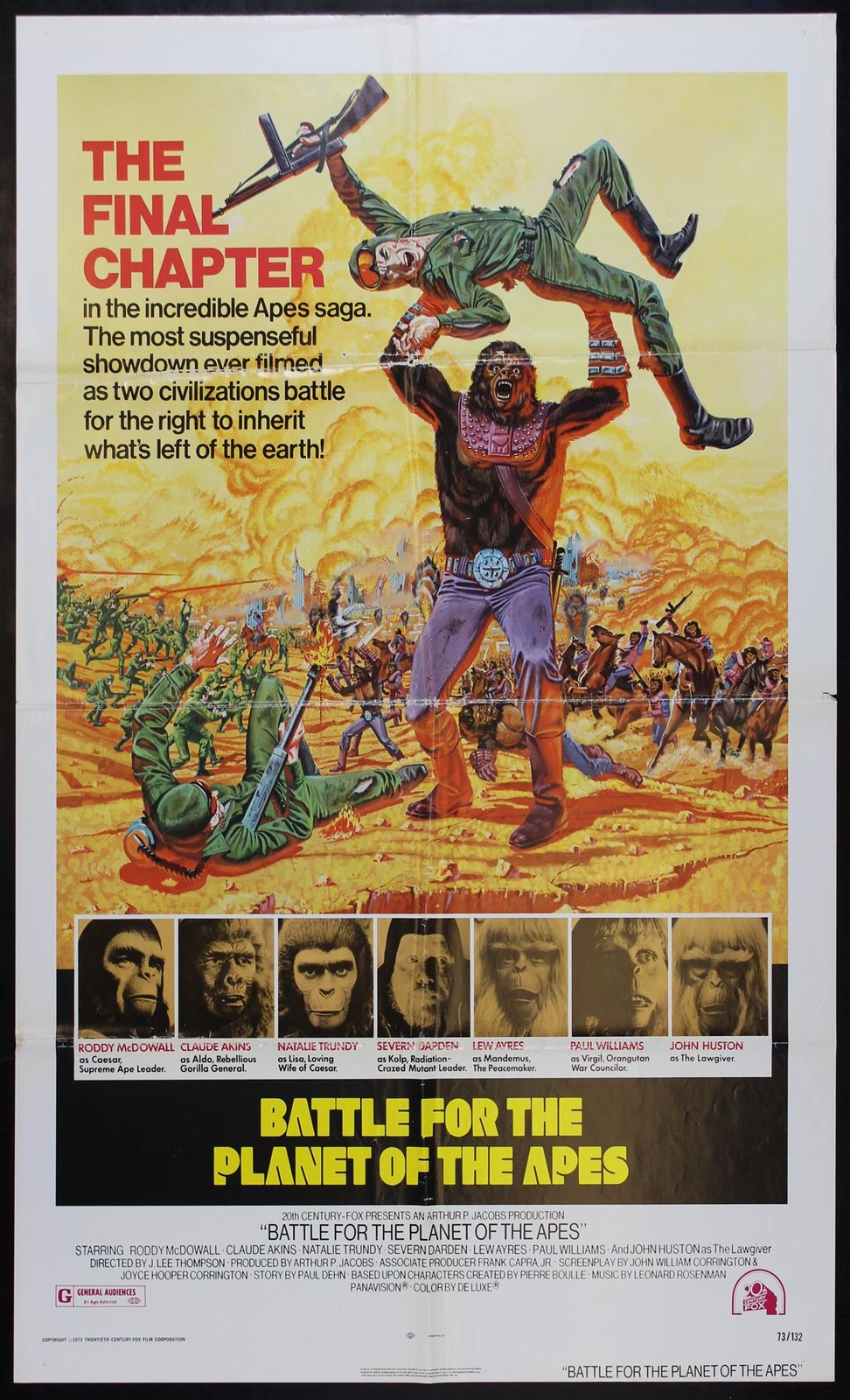 BATTLE FOR THE PLANET OF THE APES CineMasterpieces ORIGINAL MOVIE POSTER 1973