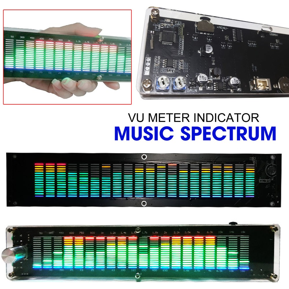 Stereo VU Meter Indicator Music Spectrum Analyzer 20 Segment LED Level Display