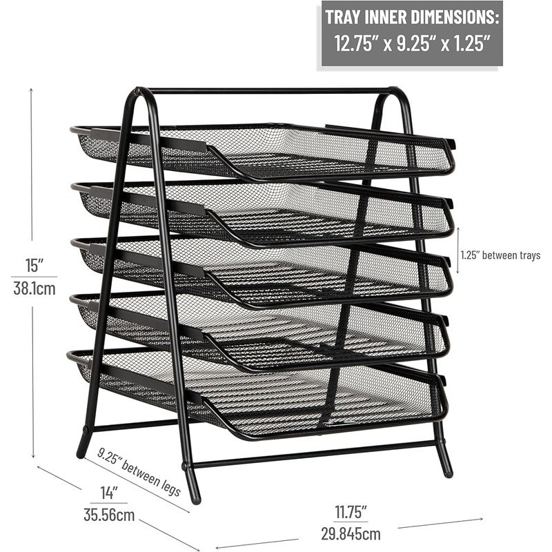 Durable Five Color-Coded Sorting Trays Classroom Organization Metal Mesh Design