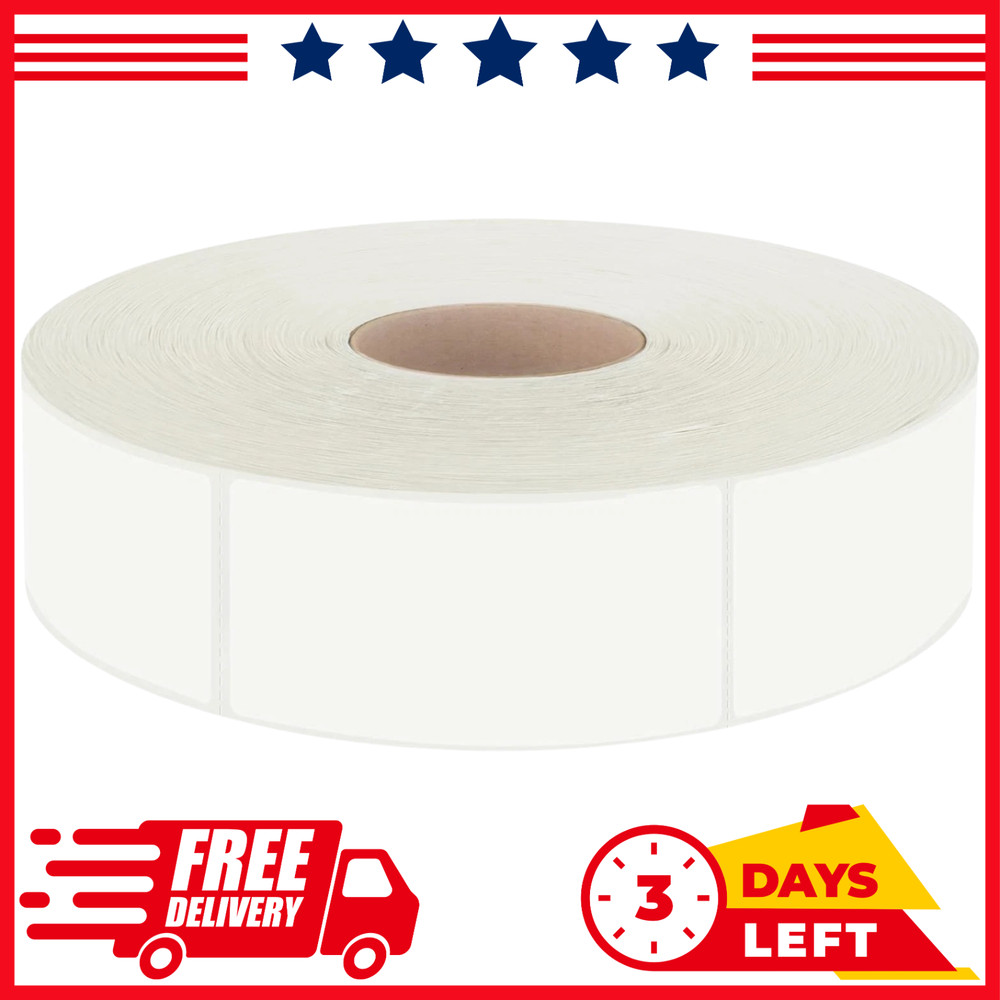 600 PCS Rectangular Stickers, Blank Write on Labels Self-Adhesive Roll White...