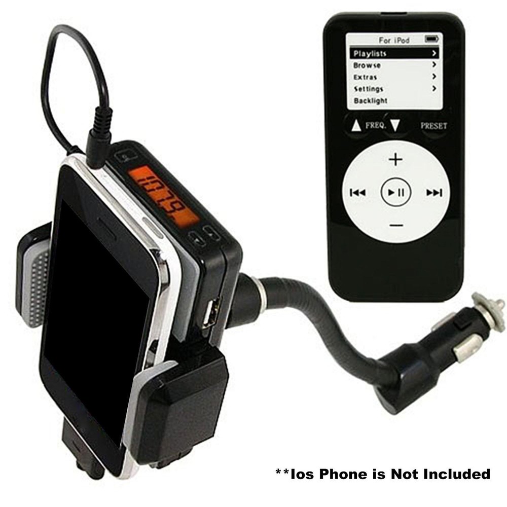 FM Transmitter Hands-free Car Charger W/ Remote Control Phone Stand 3.5 mm Jack