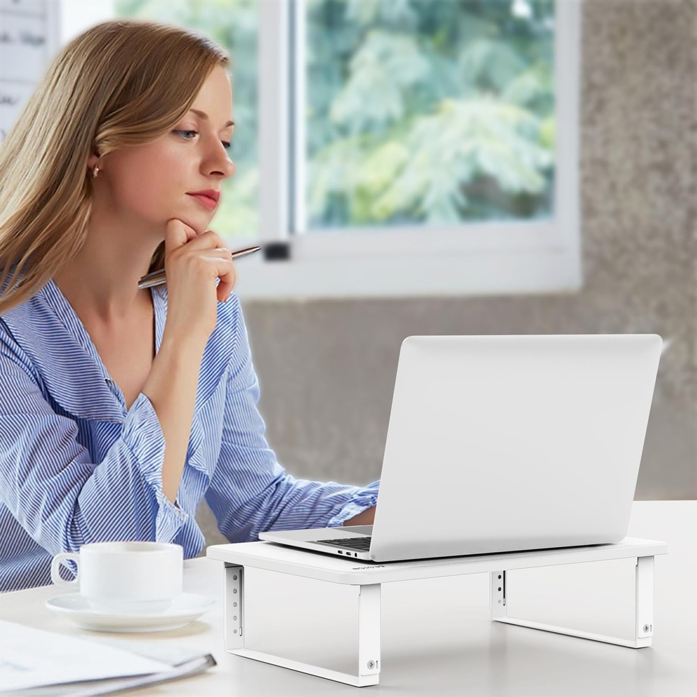 MS01 Height Adjustable Monitor Stand Riser for Computer Laptop White