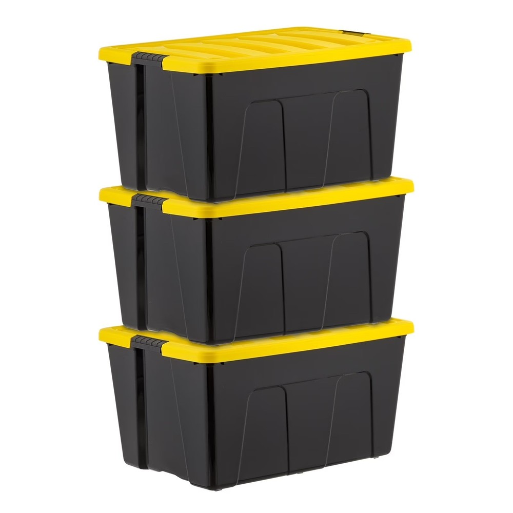 94 Qt. Plastic Storage Bins with Lids, Stackable Storage Containers, 3 Pack