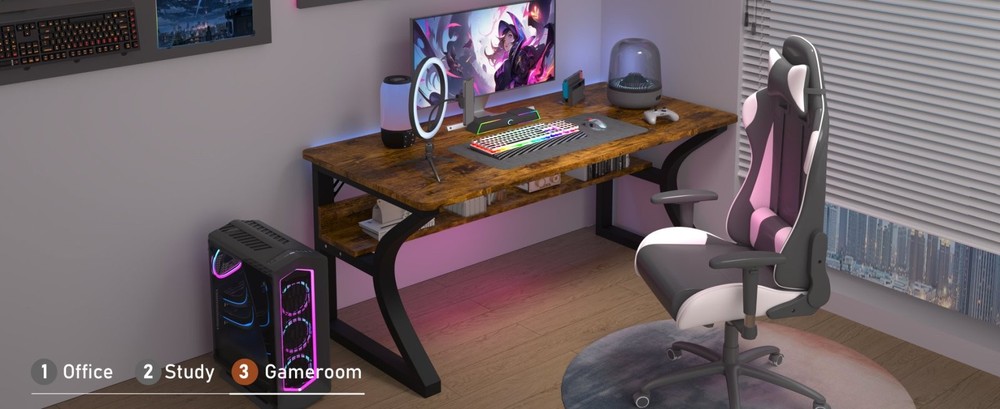 55 Inch Home Office Computer Desk Writing Work Study Table with Reinforcement
