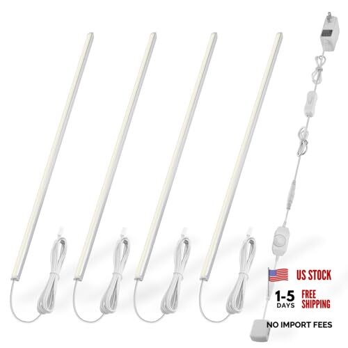 V-Shape Under Cabinet Lighting Kit - 4pcs 12" Dimmable Slim LED Warm White