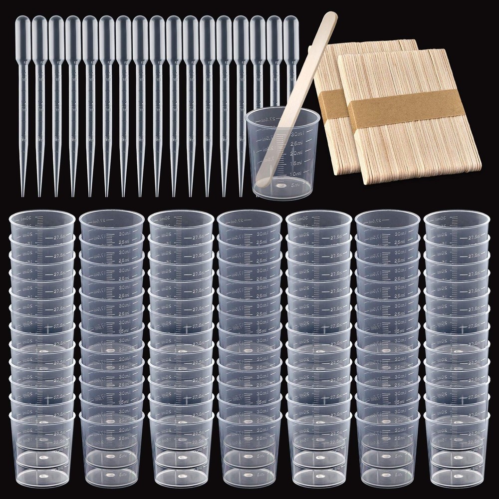 Plastic Graduated Cups Tools - 100 Pack 30ml/1oz Transparent Scale Measuring ...