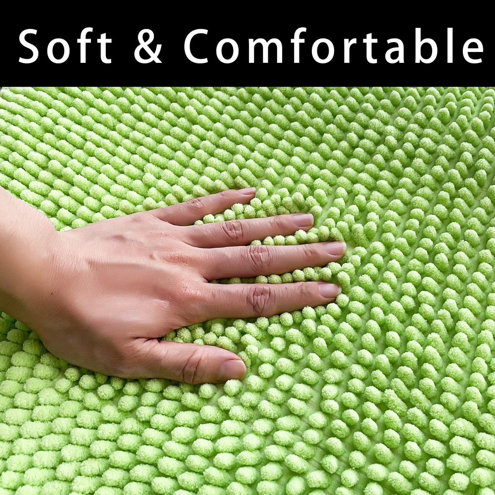 Eanpet Chenille Bath Mat Microfiber Floor 15.3" x 23.2" (Rectangular), Green