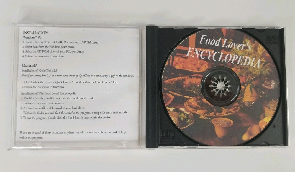 Food Lovers Encyclopedia PC CD ROM Windows 95 Mac