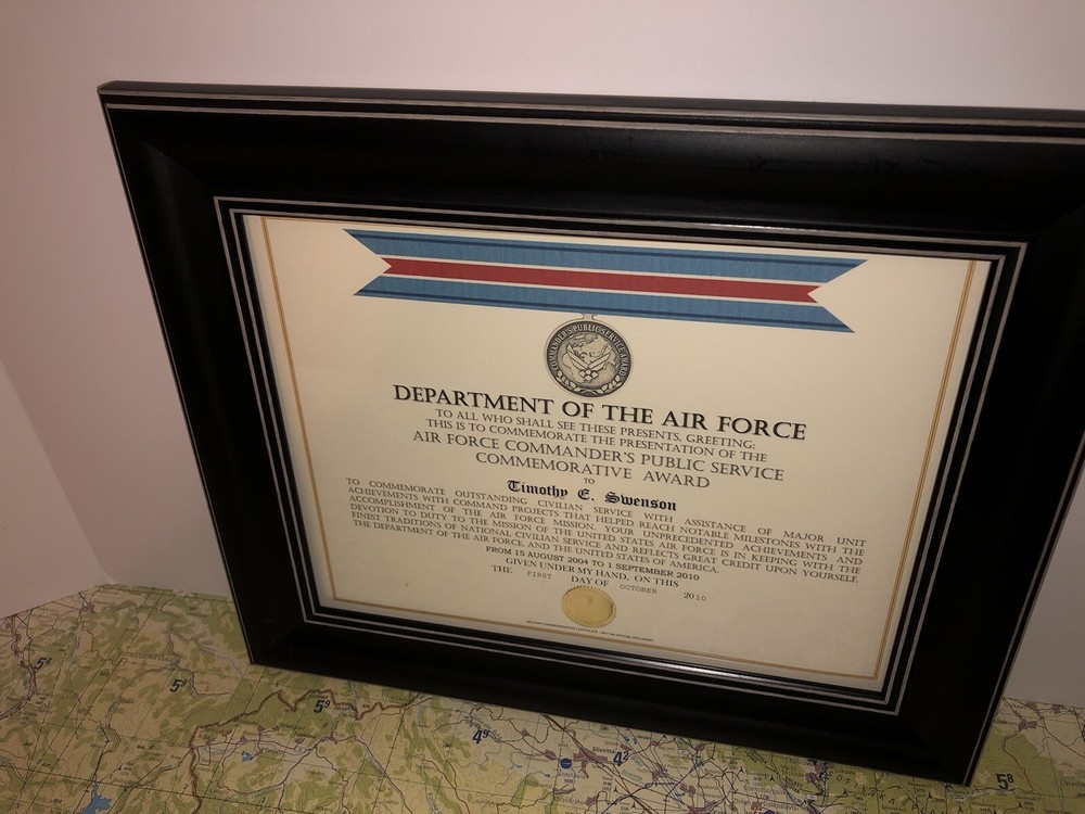 USAF COMMANDER'S PUBLIC SERVICE COMMEMORATIVE AWARD CERTIFICATE Type-1
