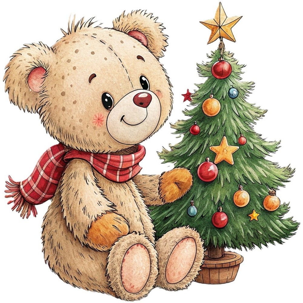 30 Custom Christmas Eve Bear Personalized Address Labels