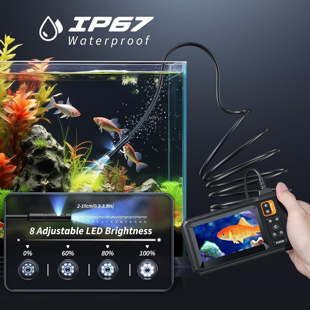 Endoscope Camera with Light, Inspection Borescope Camera with 4.3" IPS Screen...