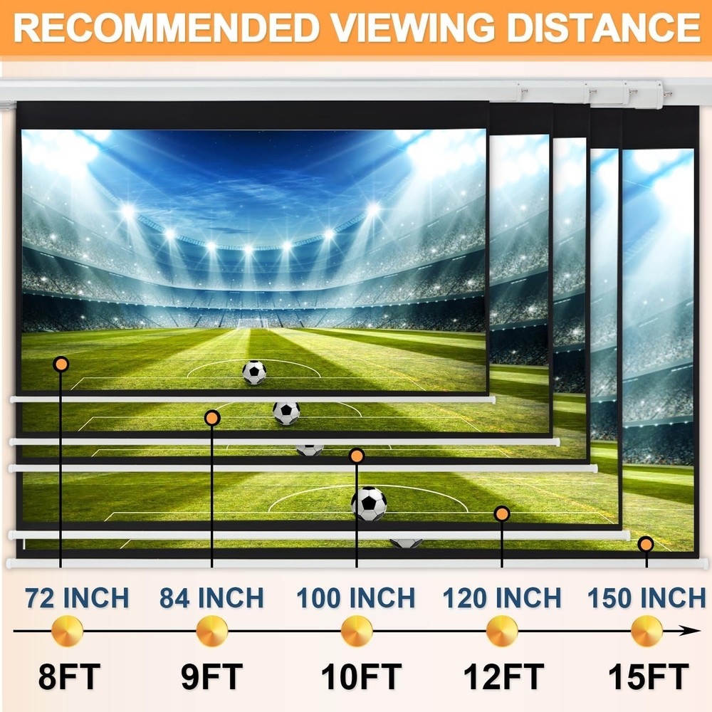 Ceiling Wall 72" Motorized Projector Screen, 16:9, 4K HD