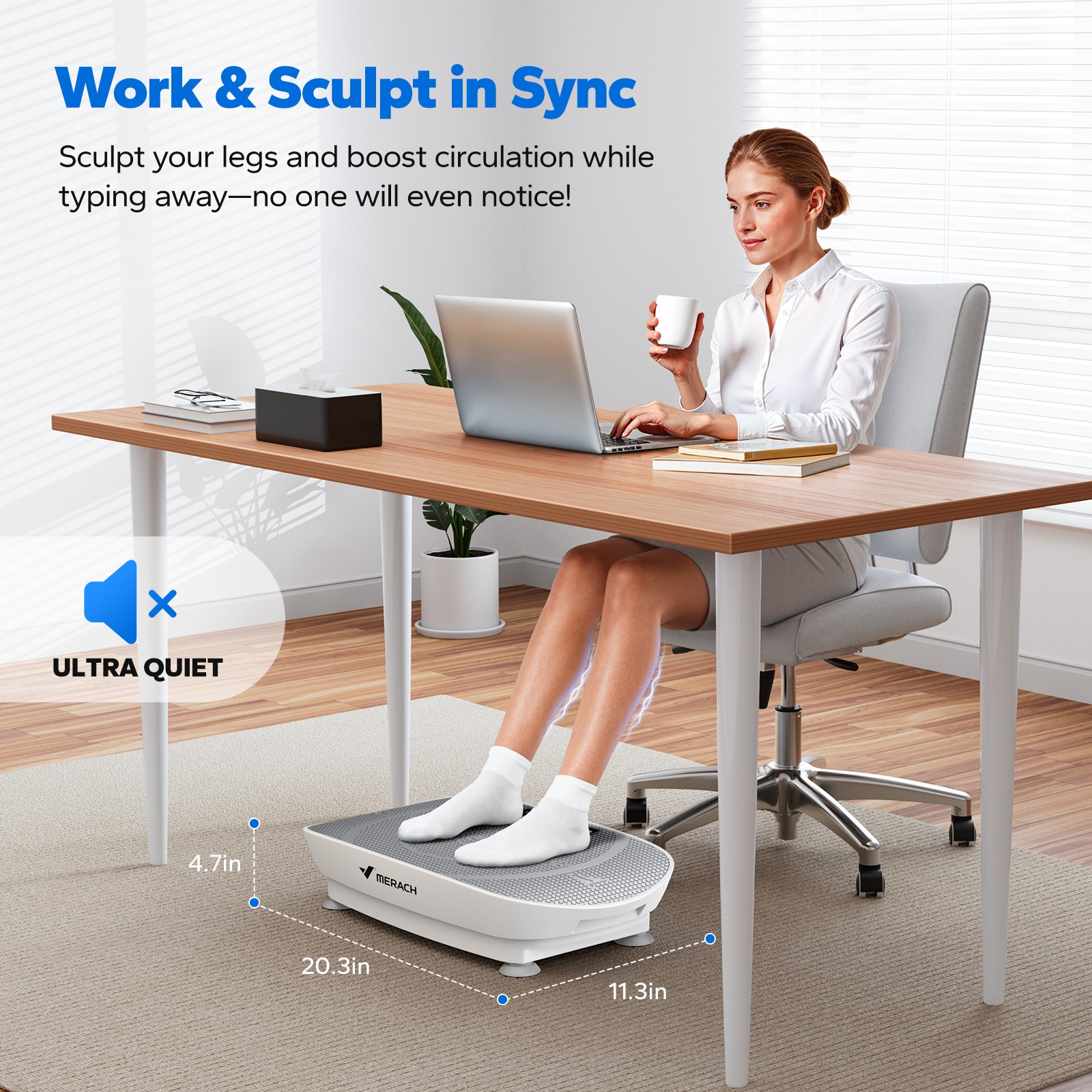 MERACH Slim Vibration Plate Quiet Compact Vibration Plateform Exercise Machine