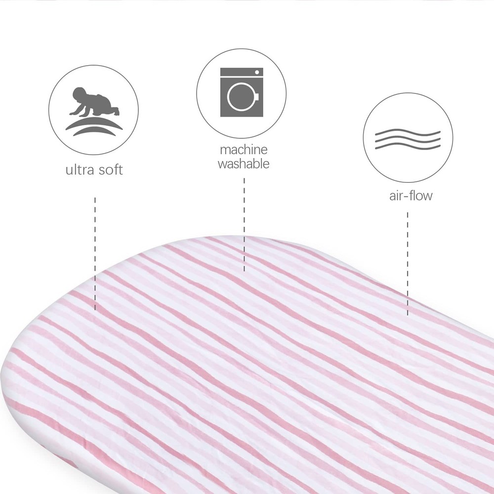 Cotton Bassinet Fitted Sheets Compatible with Mika Micky Bedside Sleeper 2 Pack
