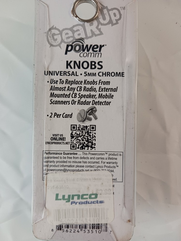 Power Comm Gear Up, 5mm Chrome Universal Knobs, 215-53510