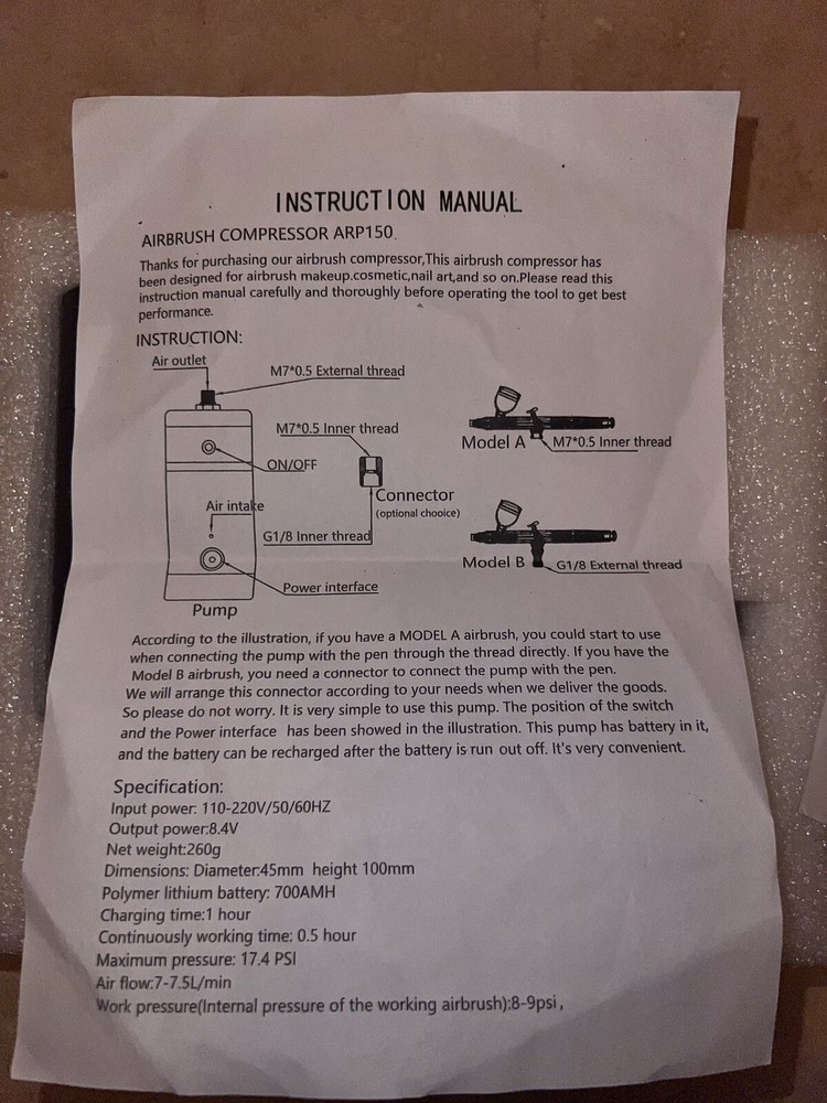 Mini Airbrush Kit With Compressor READ
