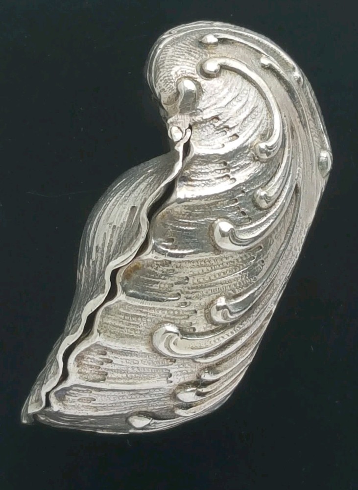 Antique Continental Silver Sea Shell Roccoco Relief