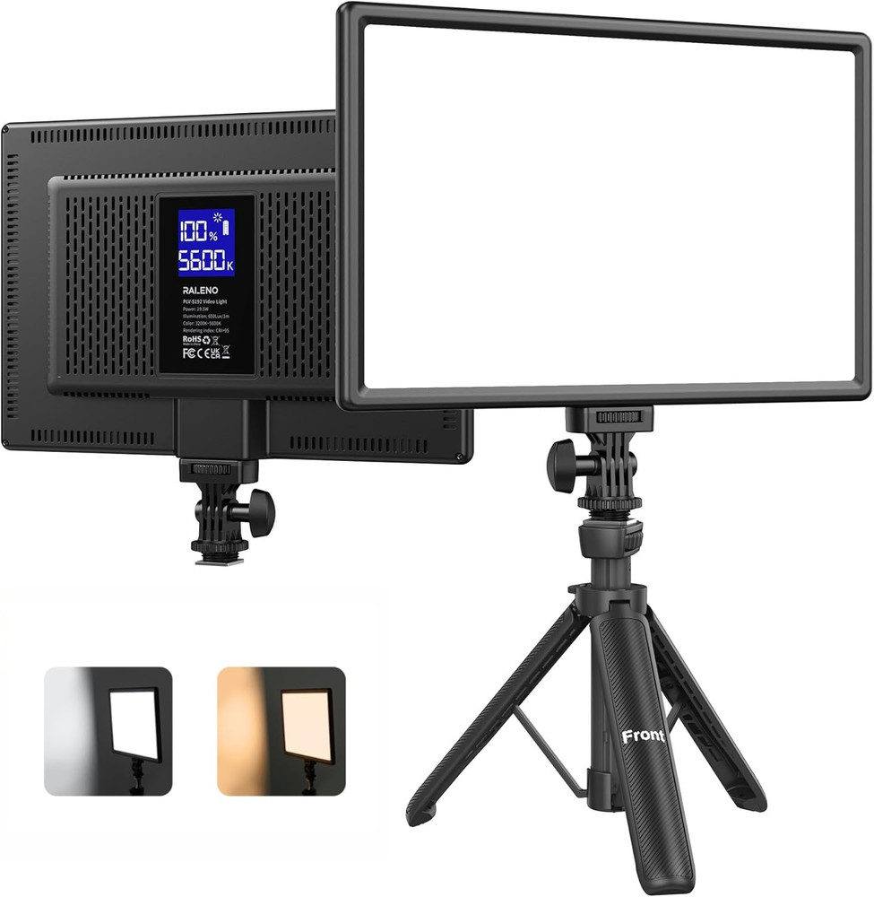 19.5W LED Video Soft Light Panel, 650Lux/M 13" Camera Panel Light Built-In 8000M