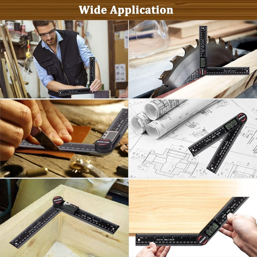 Digital Angle Finder Protractor, Ruler with 7inch/200mm, Black