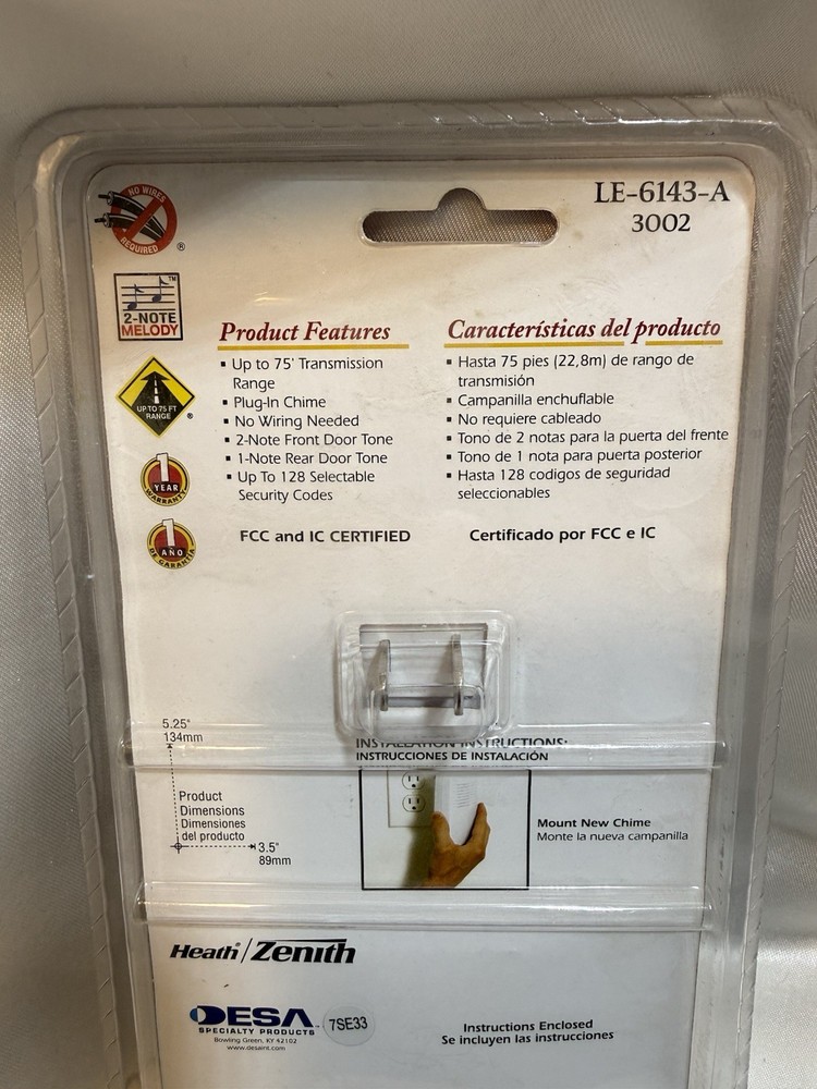 Wireless Door-Bell 2 Basic Note Accessory Chime LE-6143-A 3002