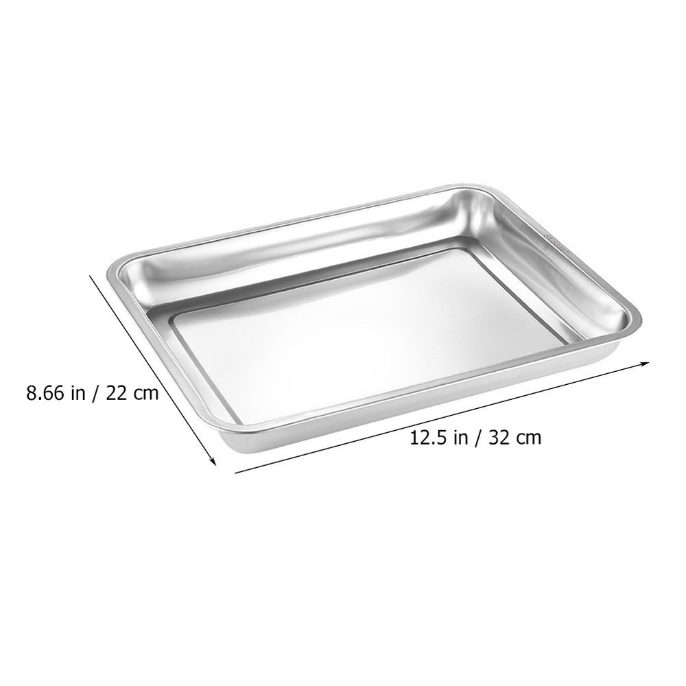 3pcs Heavy Duty Oven Pan Stainless Steel Rectangular Deep Edged Tray
