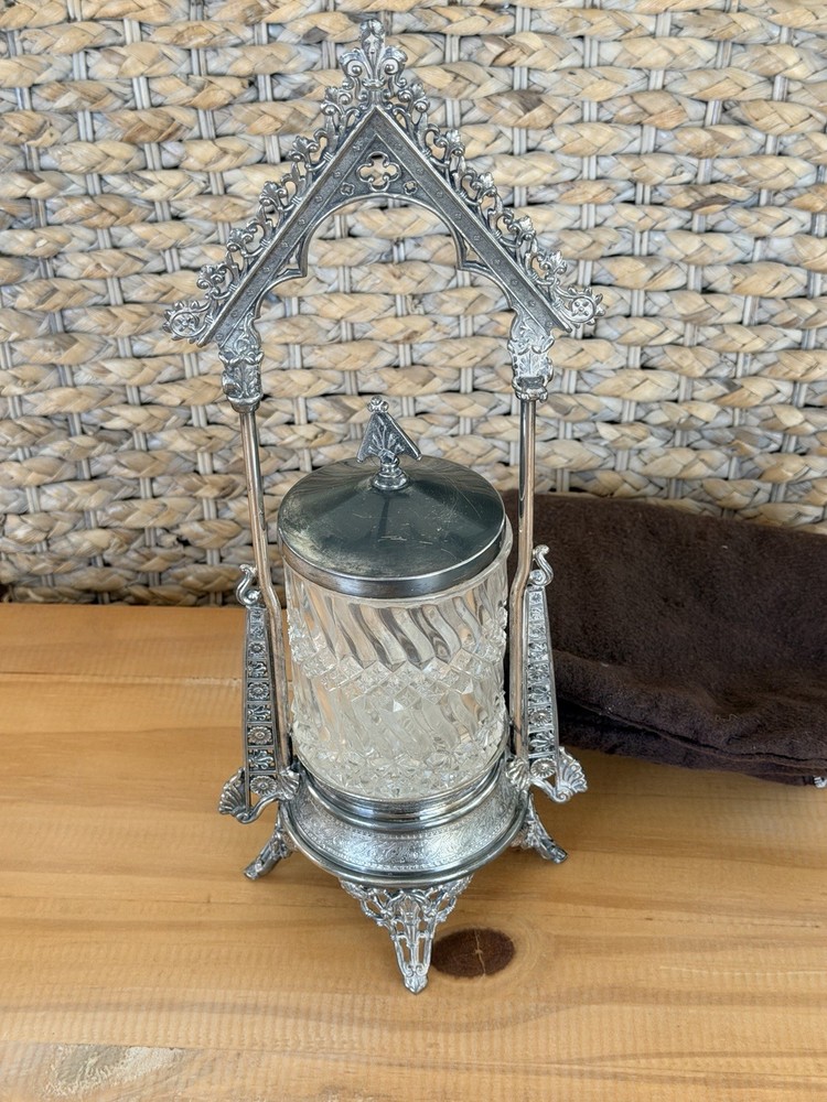 Reed & Barton 1280 Silver Plated Pickle Caster Serving Jar *READ*