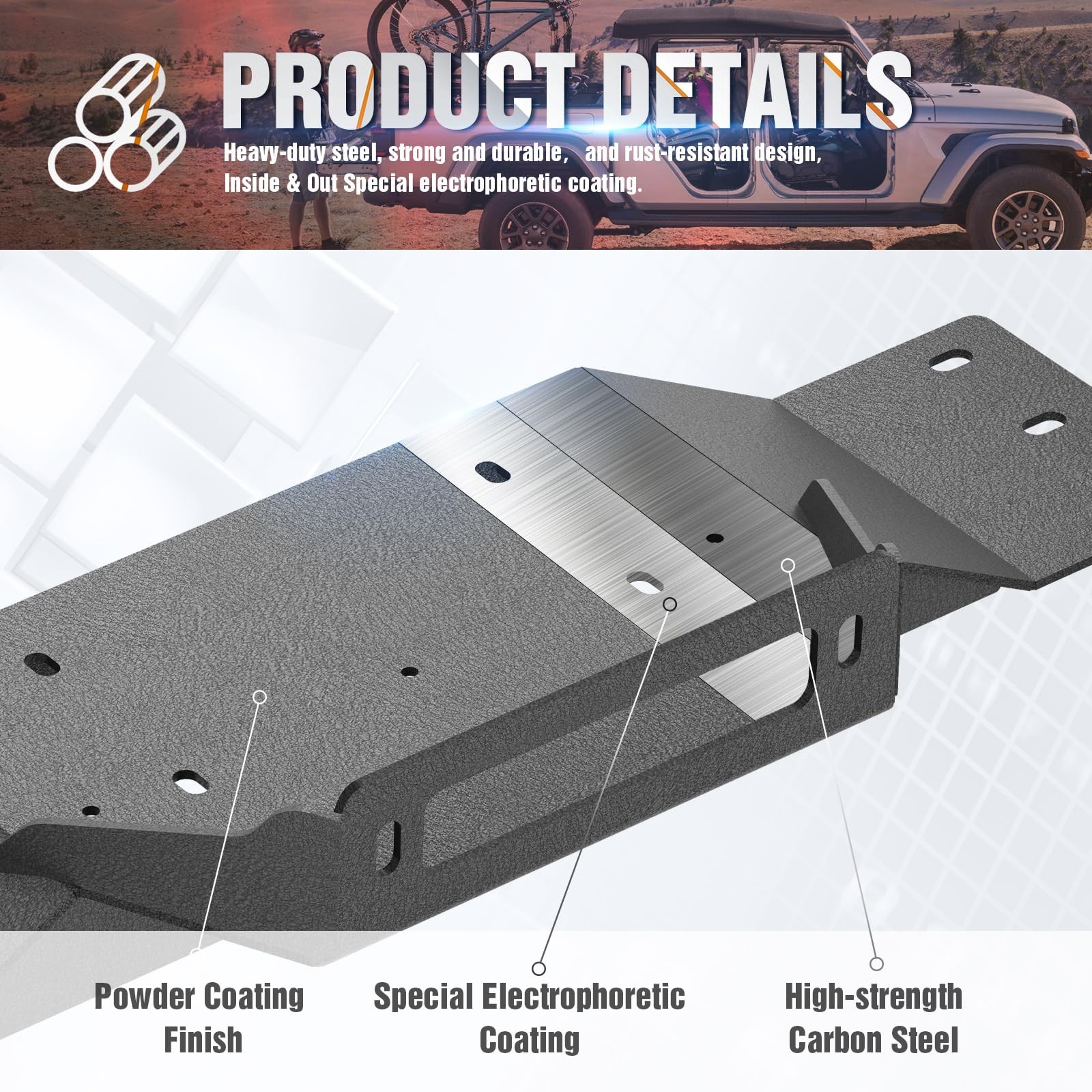 Winch Mount Plate for 2009-2014 F150 10x4.5 Bolt Pattern Steel 12000lb Black