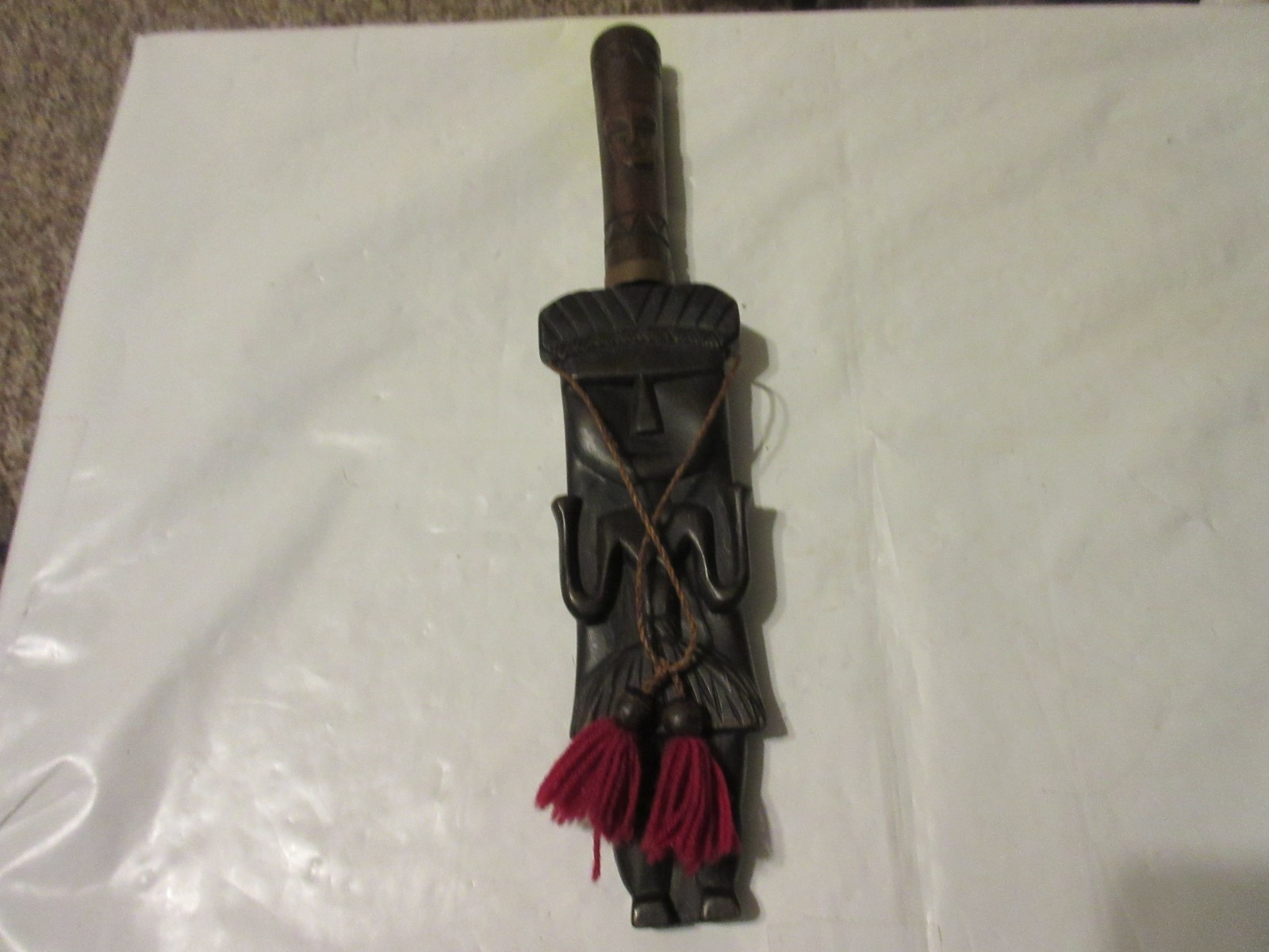 Vintage Tribal Knife in Carved Wooden Sheath