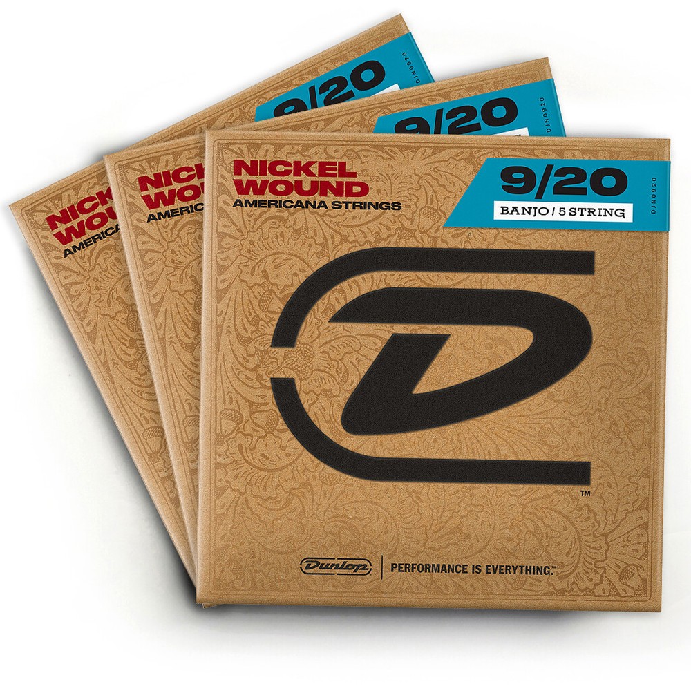 (3 Pack) Dunlop DJN0920 5 String Nickel Loop End Tenor Banjo Strings (9-20)