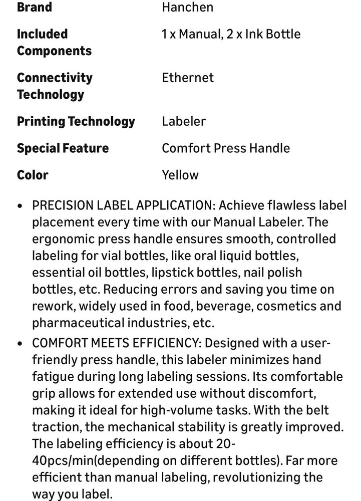 Hanchen Bottle Labeler Manual Round Labeling Machine Adjustable Label Applicator