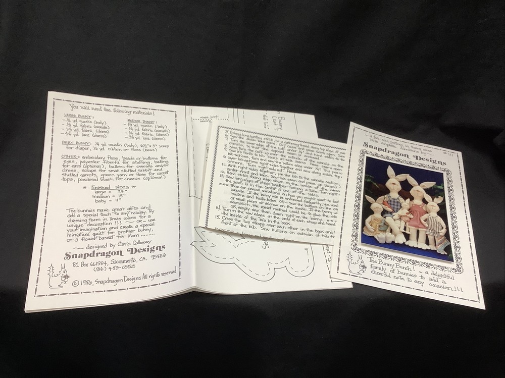 1986 - Snapdragon Designs Patterns, "The Bunny Bunch" Designed by Chris Calloway