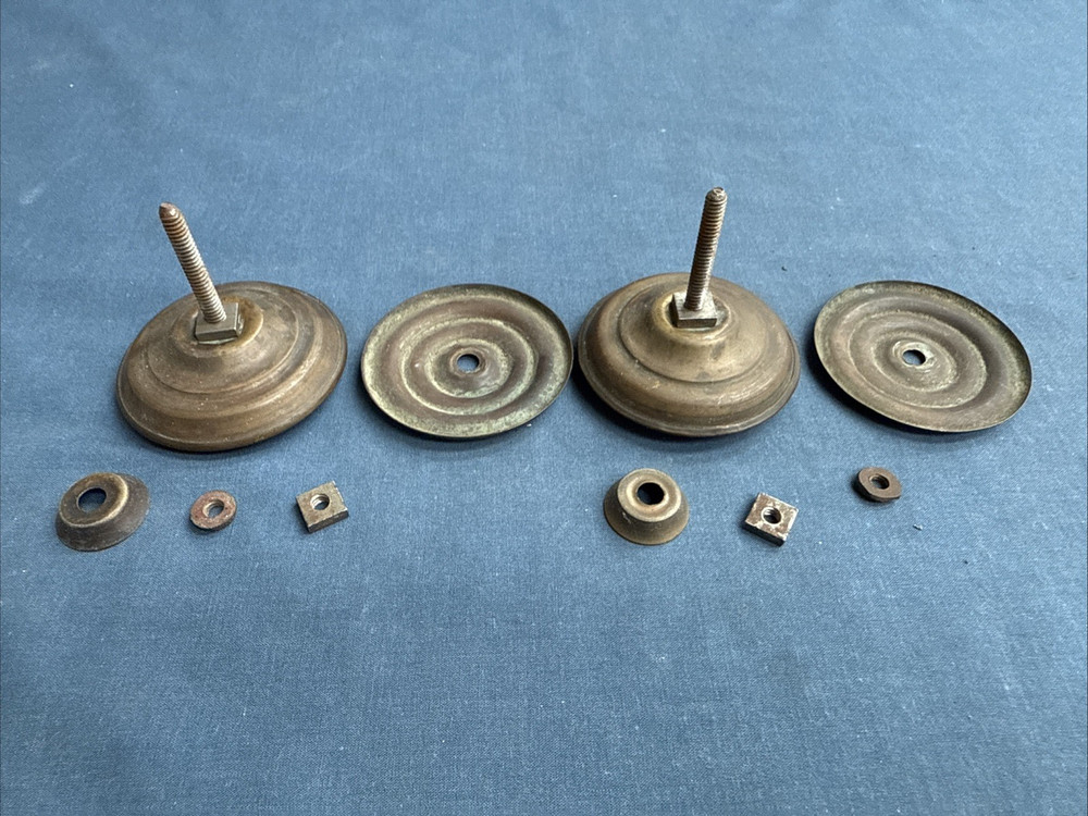 2 Antique Brass Drawer Pull Knobs Federal Pull Handles Furniture Hardware