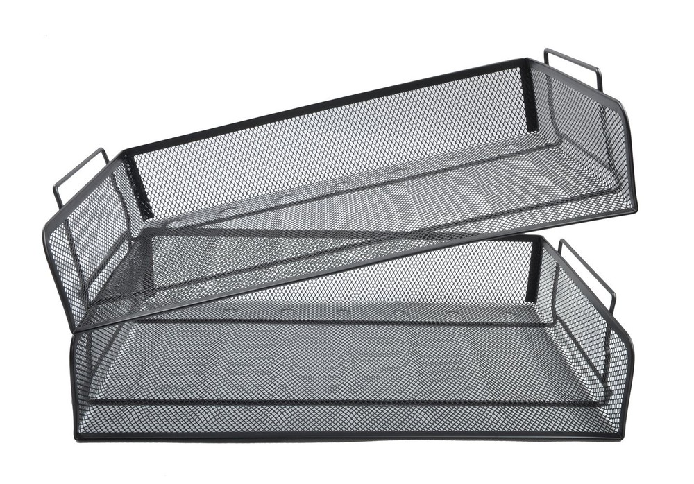 2-Pack Stackable Desk Paper Tray Metal Mesh Document Letter File Organizer