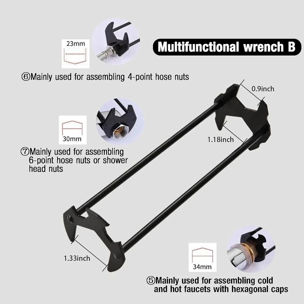 2-Pack Multifunctional Sink Wrench Basin & Faucet Tool