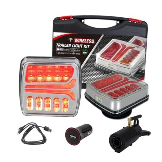 Magnetic Wireless Trailer Lights, Rechargeable LED Trailer Light for Black