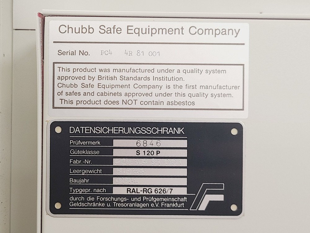 Chubb S 120 P Fire Resisting Document Cabinet Safe