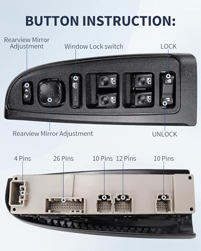 Driver Side Master Power Window Switch (Tan Bezel) with Power Folding 920-022