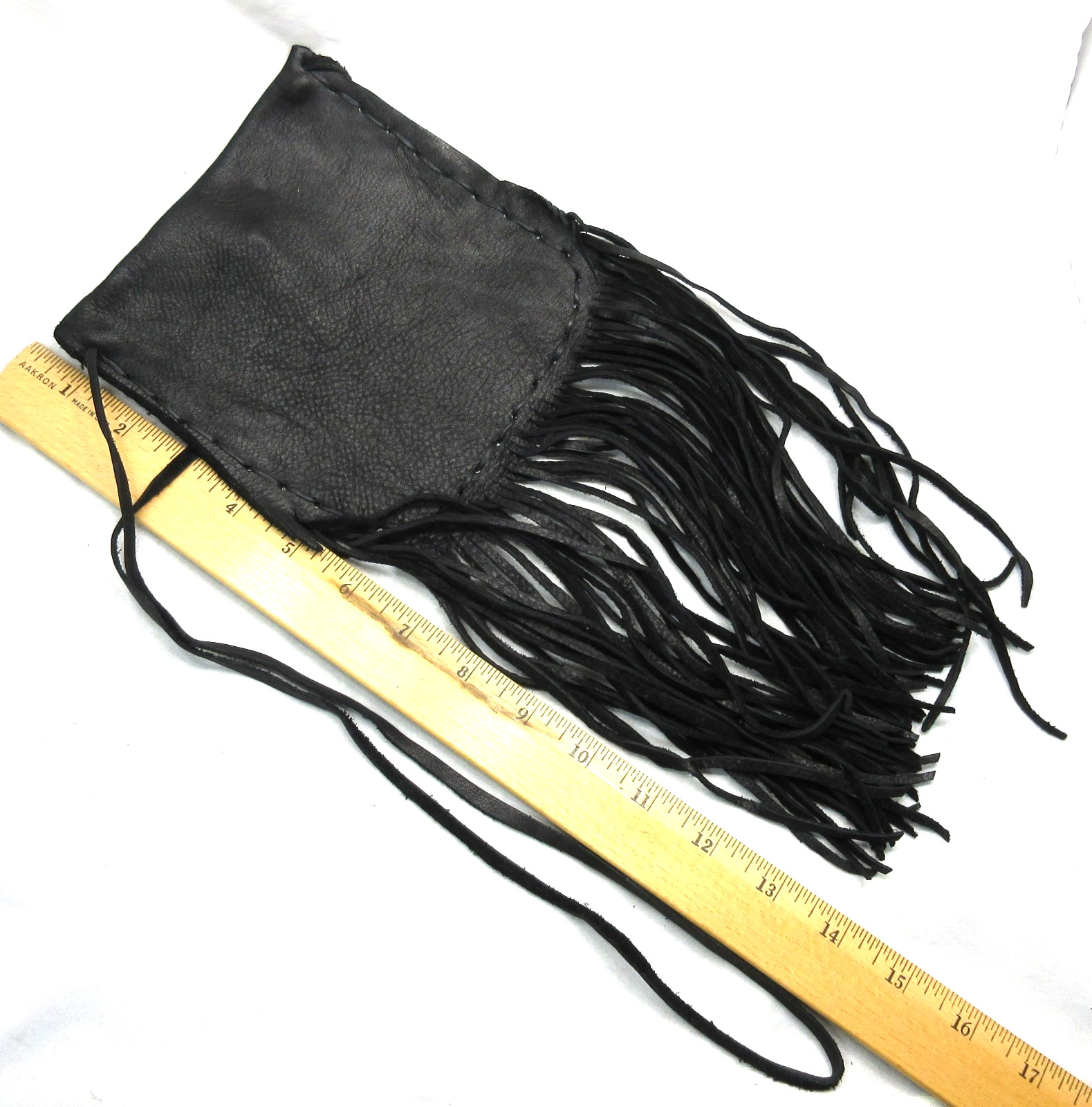 Native American Black Faux Snakeskin Leather Pouch, Cherokee Made, COA #P79