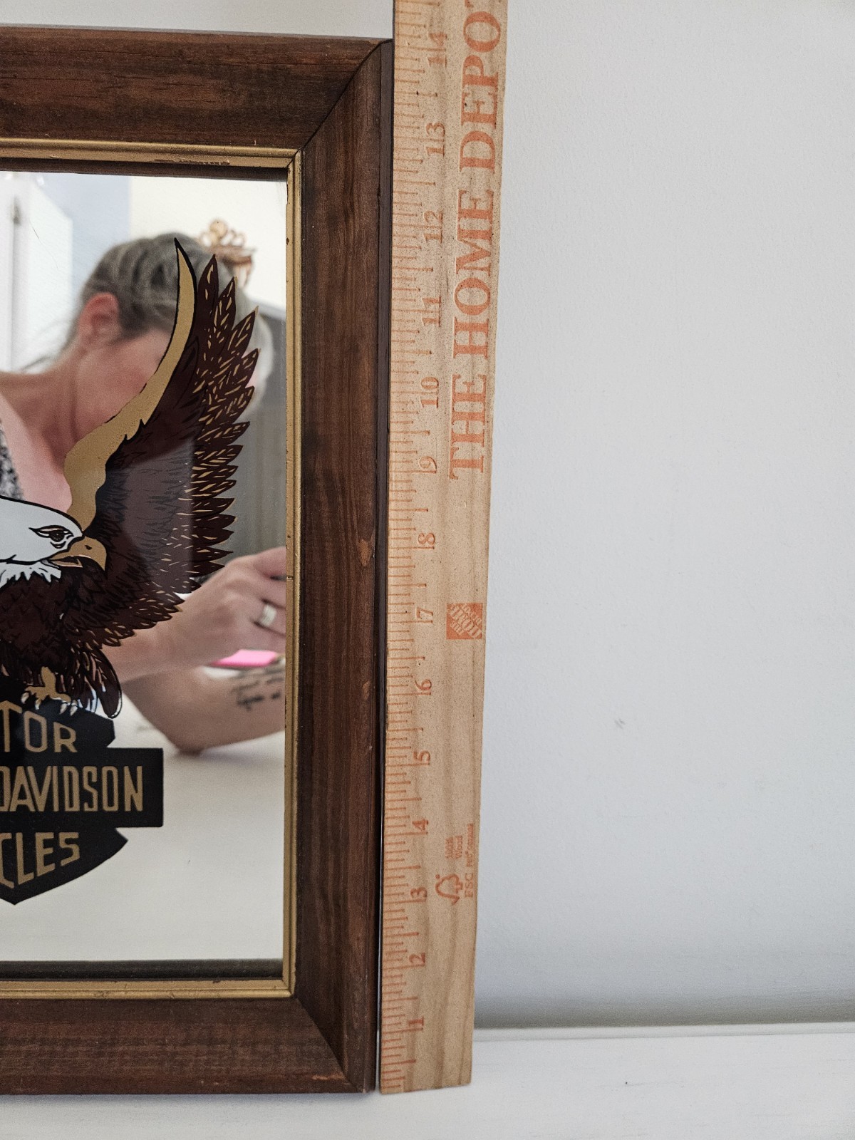 Vintage Harley-Davidson Eagle Mirror Framed Bar Decor