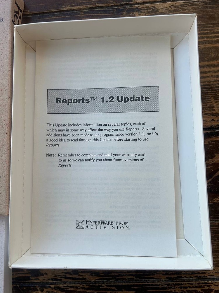 Reports 1.2 HyperCard Report Generator Macintosh Software Boxed