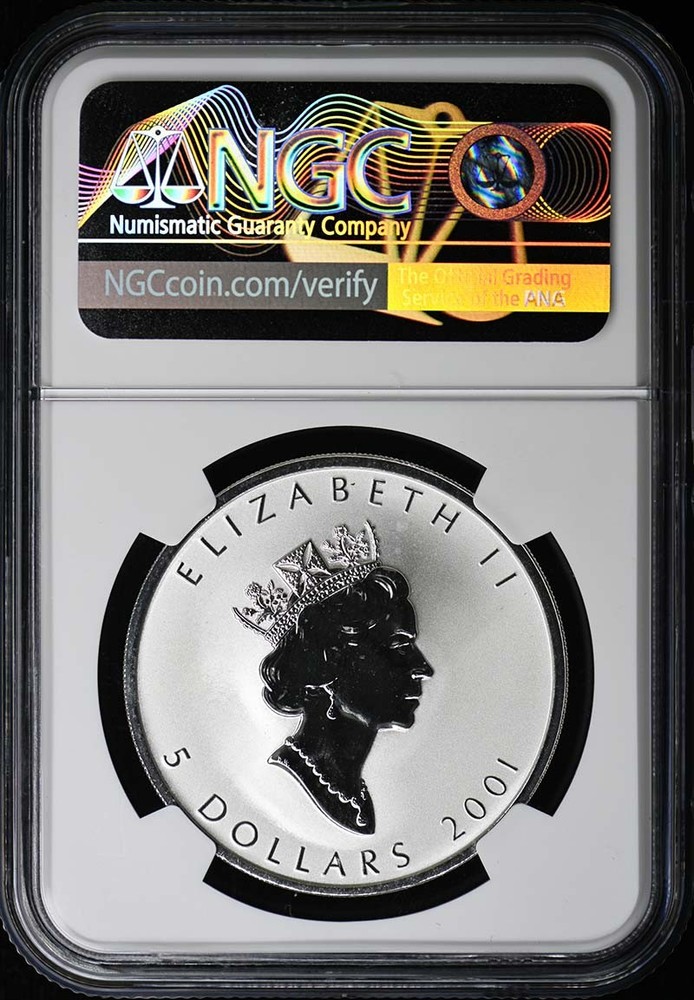 2001 CANADA MAPLE LEAF GOOD FORTUNE S$5 NGC SP68