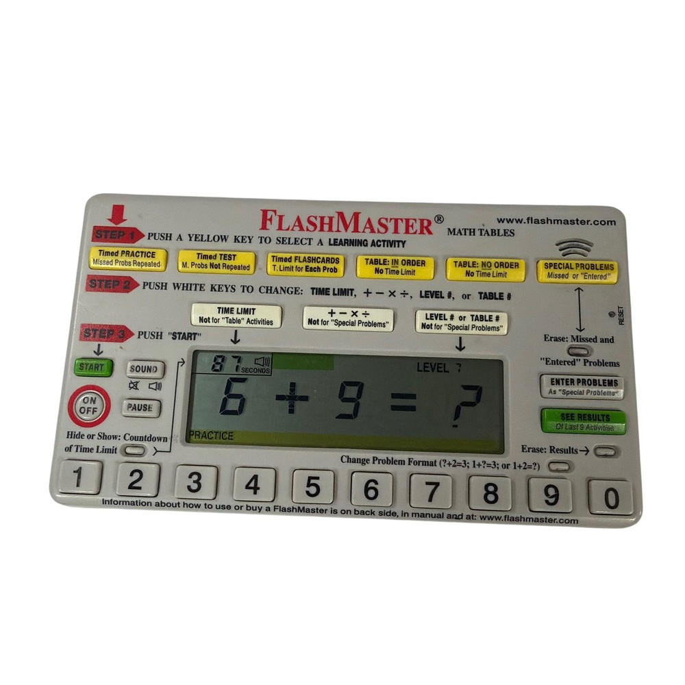 FlashMaster Math Tables Electronic Learning Tool Model MT1A Tested Working