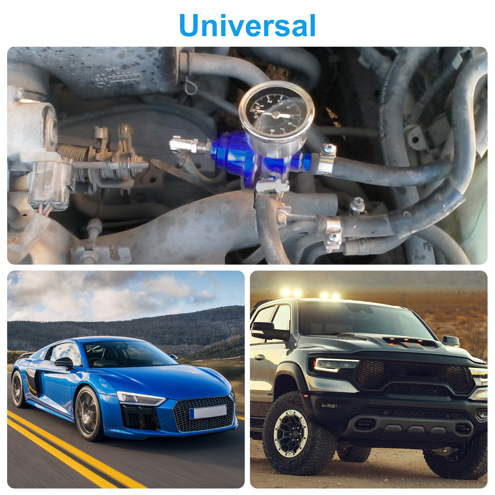 Adjustable Fuel Pressure Regulator Gauge Kit Universal Vehicle Refitting 160 psi