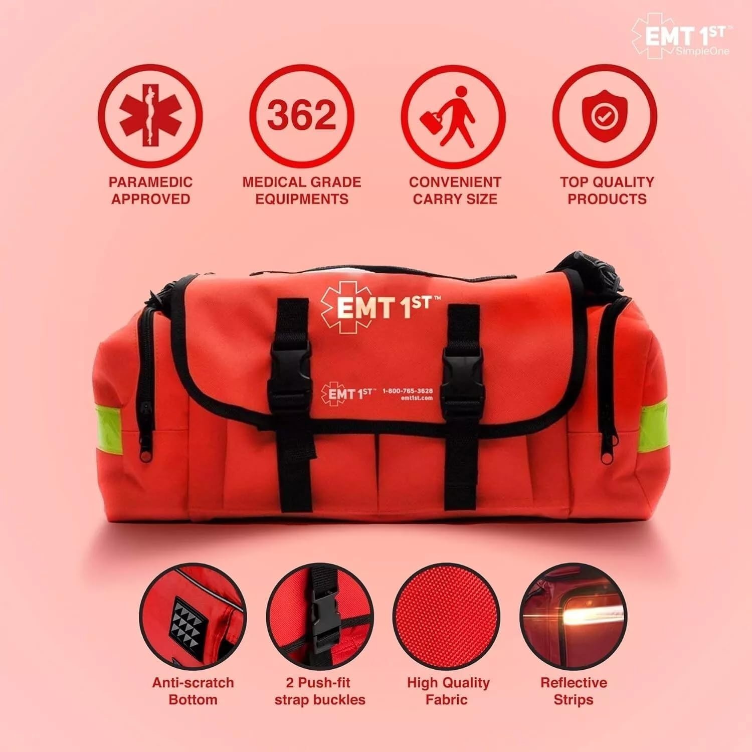 EMT 1st Emergency Responder First Aid Kit | Medical Trauma Bag for Disaster Prep