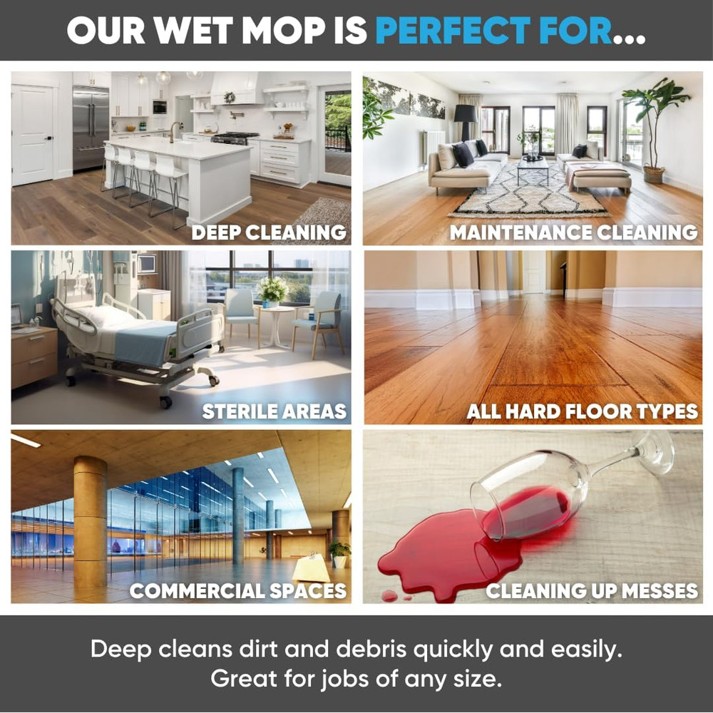 18 Inch Microfiber Mop Pads - Machine Washable, Reusable, Refills & Replacement