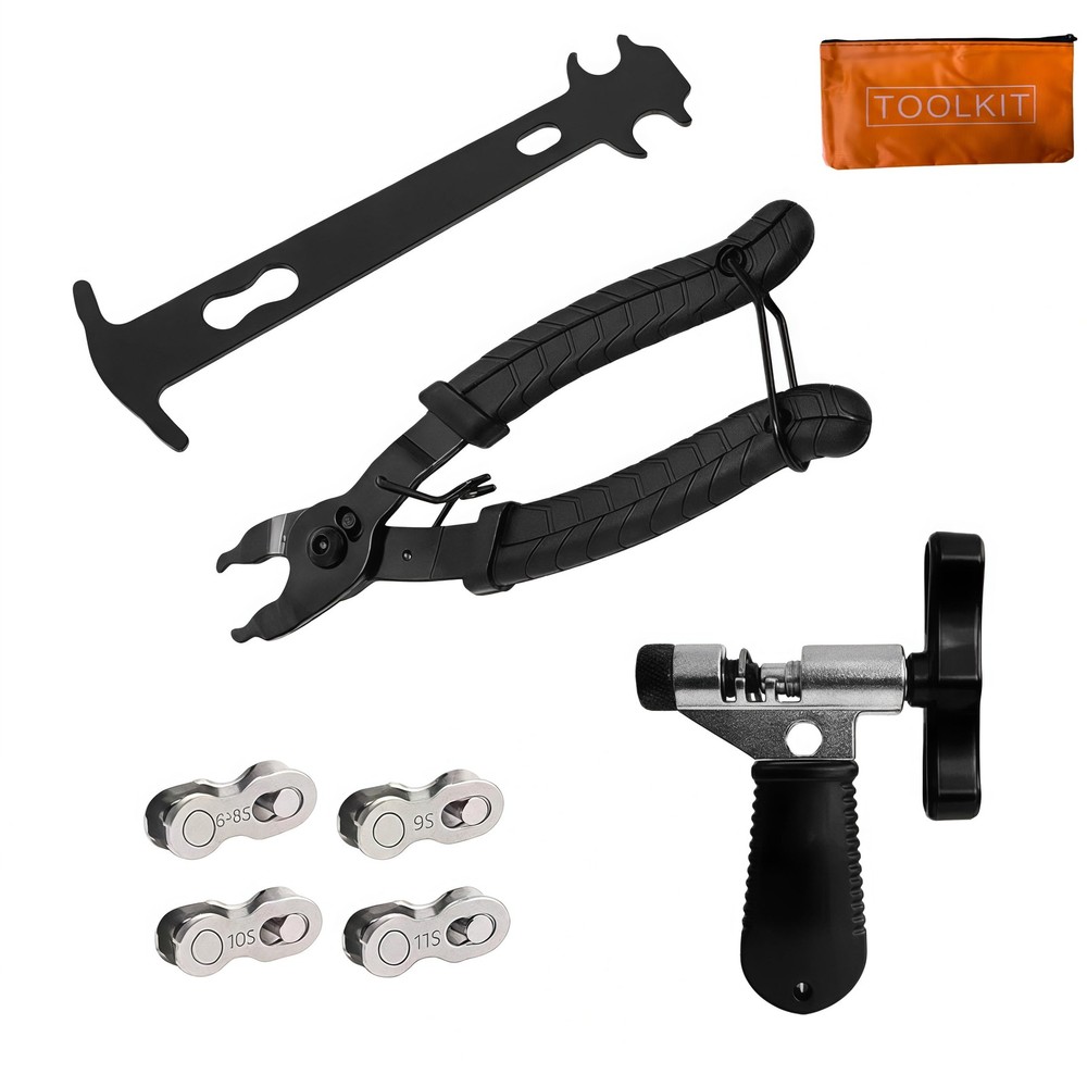 Bicycle Chain Repair Tool Kit With Breaker Multi Function Maintenance Black