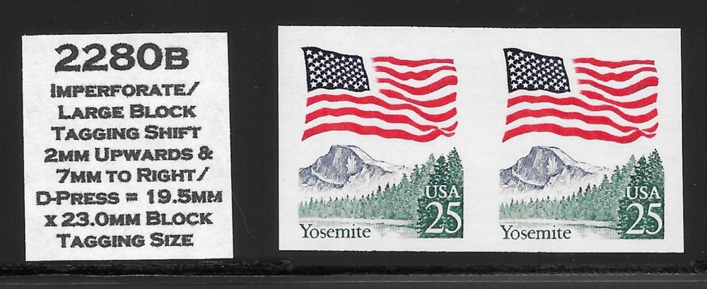 IMPERFORATE ERROR Coil Pair Scott #2280b--BLOCK Tagging SHIFT