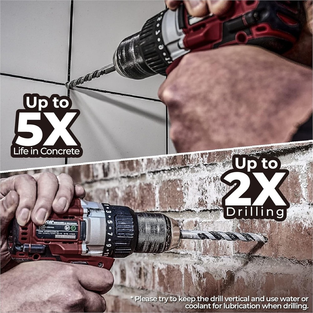 amoolo Masonry Drill Bit Set 5pcs, Concrete Bits with Carbide Normal