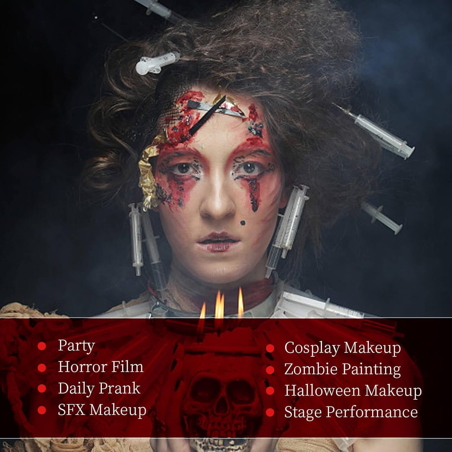 0.5OZ Edible Fake Blood with 6 Packs Empty Capsules,Washable Stage Blood Sangre