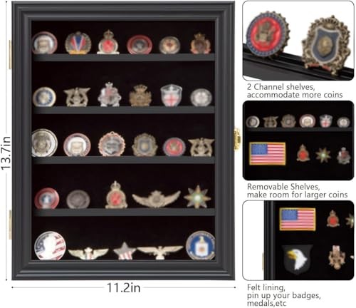 Medals Display Case - Military Challenge Coin Display Shadow Small Rectangular